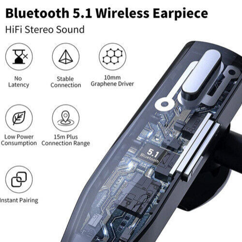 Wireless Bluetooth Headset with Dual Microphone Noise Cancelling and Dual Device Pairing
