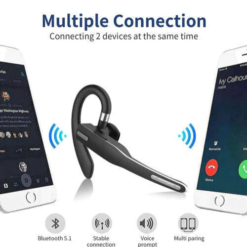 Wireless Bluetooth Headset with Dual Microphone Noise Cancelling and Dual Device Pairing