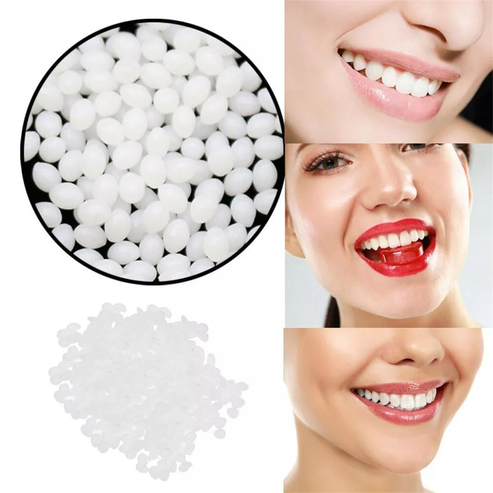 Moldable Tooth Repair Kit with Heat Activated Polymer Beads and Custom Fit Shaping
