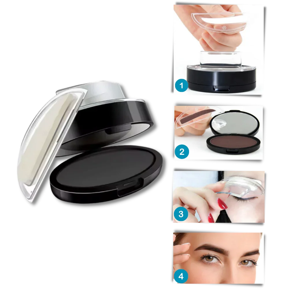Eyebrow Stamp with Dual Shaped Stamps and Sponge Applicator, Waterproof Powder