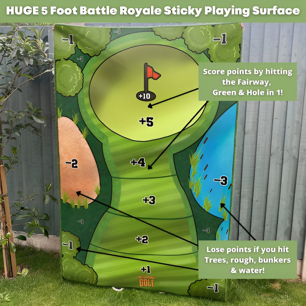 Sticky Mat Golf Game with 16 Balls and Turf Pad, 5 Game Modes