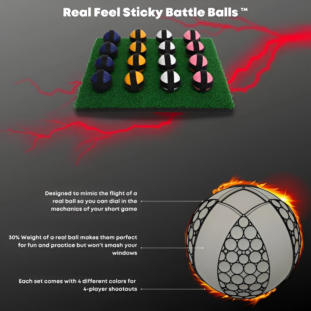 Sticky Mat Golf Game with 16 Balls and Turf Pad, 5 Game Modes