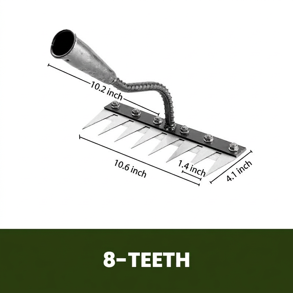 Garden Rake Head with Carbon Steel Tines and Detachable Design for Wooden Poles