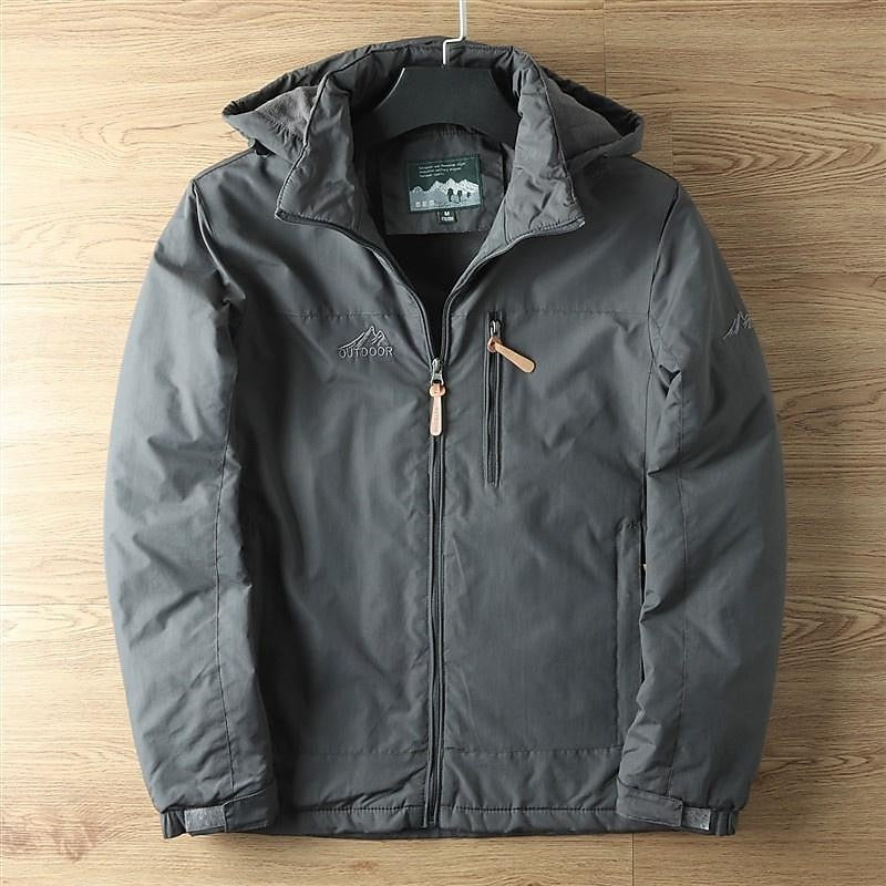 Full Zip Hooded Jacket with Insulated Lining and Adjustable Drawstring, Weather Resistant