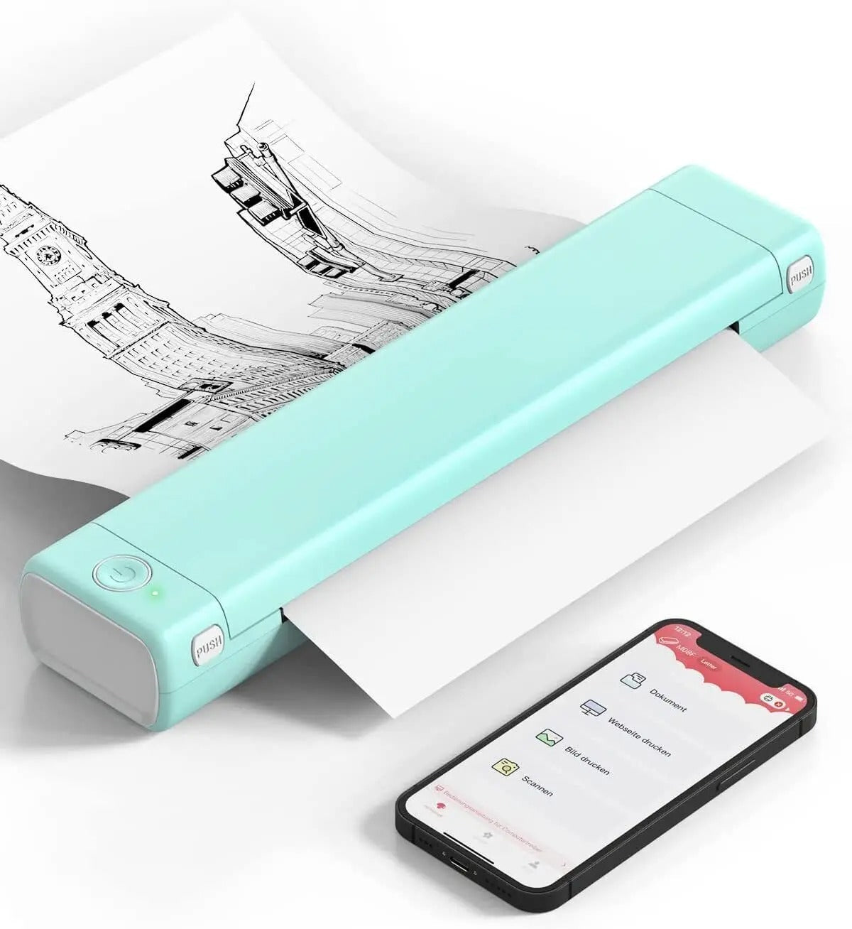 Portable Thermal Printer with Wireless Connectivity for Letter Size Documents