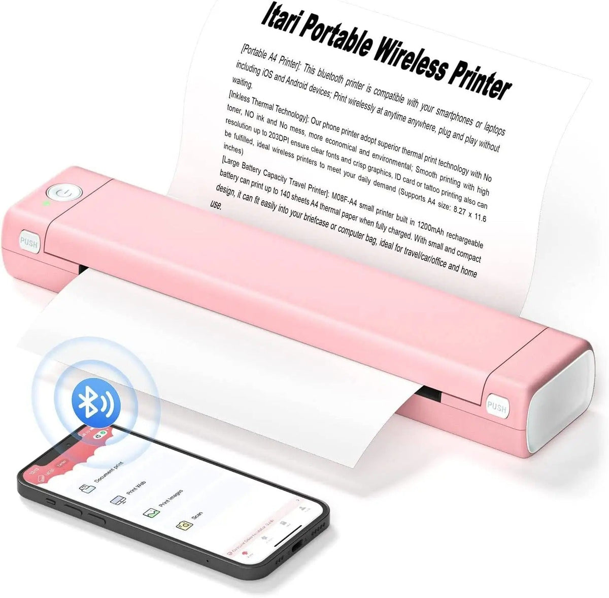 Portable Thermal Printer with Wireless Connectivity for Letter Size Documents