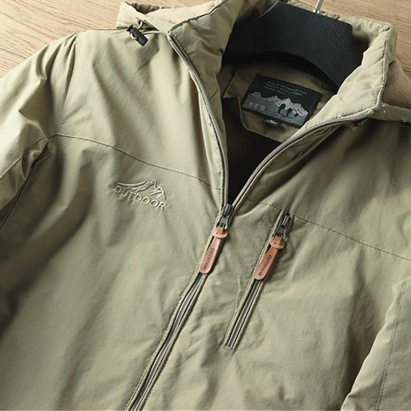 Full Zip Hooded Jacket with Insulated Lining and Adjustable Drawstring, Weather Resistant