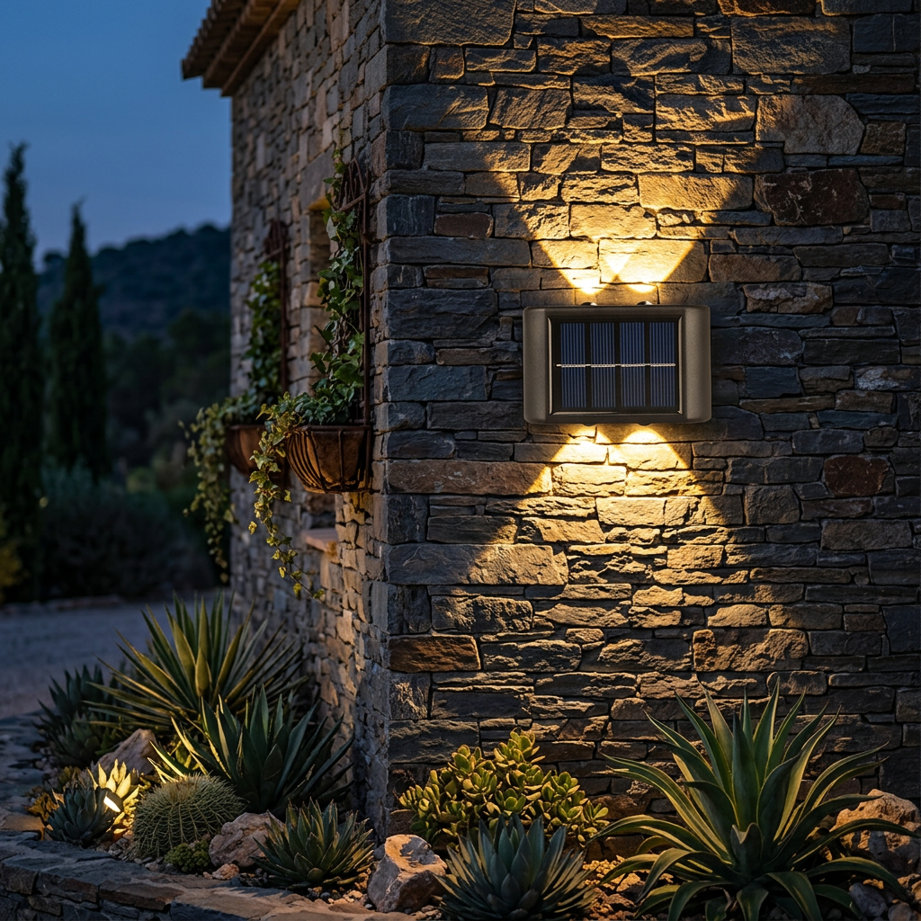 Solar LED Wall Light with Automatic Dusk to Dawn Sensor and Weather Resistant Design