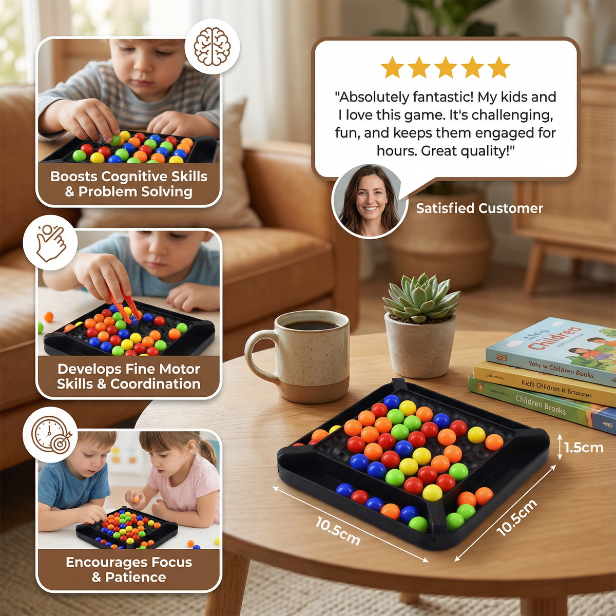 Marble Sorting Puzzle with Color Pattern Matching and Logic Training