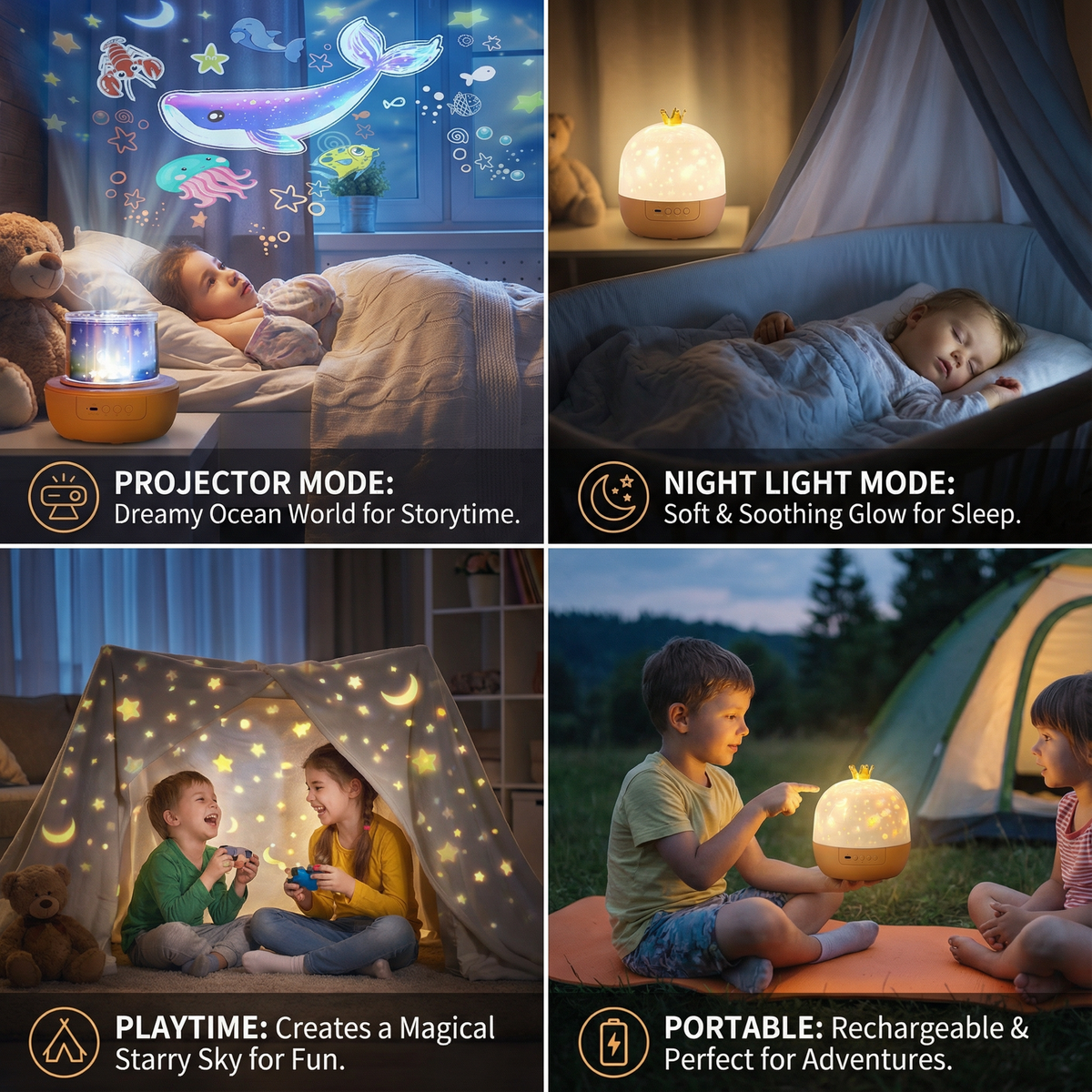 Kids Ceiling Projector with Built-In Speaker and Night Light Mode