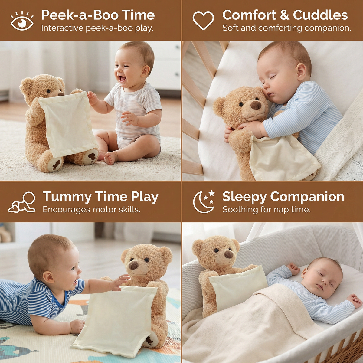 Interactive Plush Bear with Voice Activation and Movement for Toddlers
