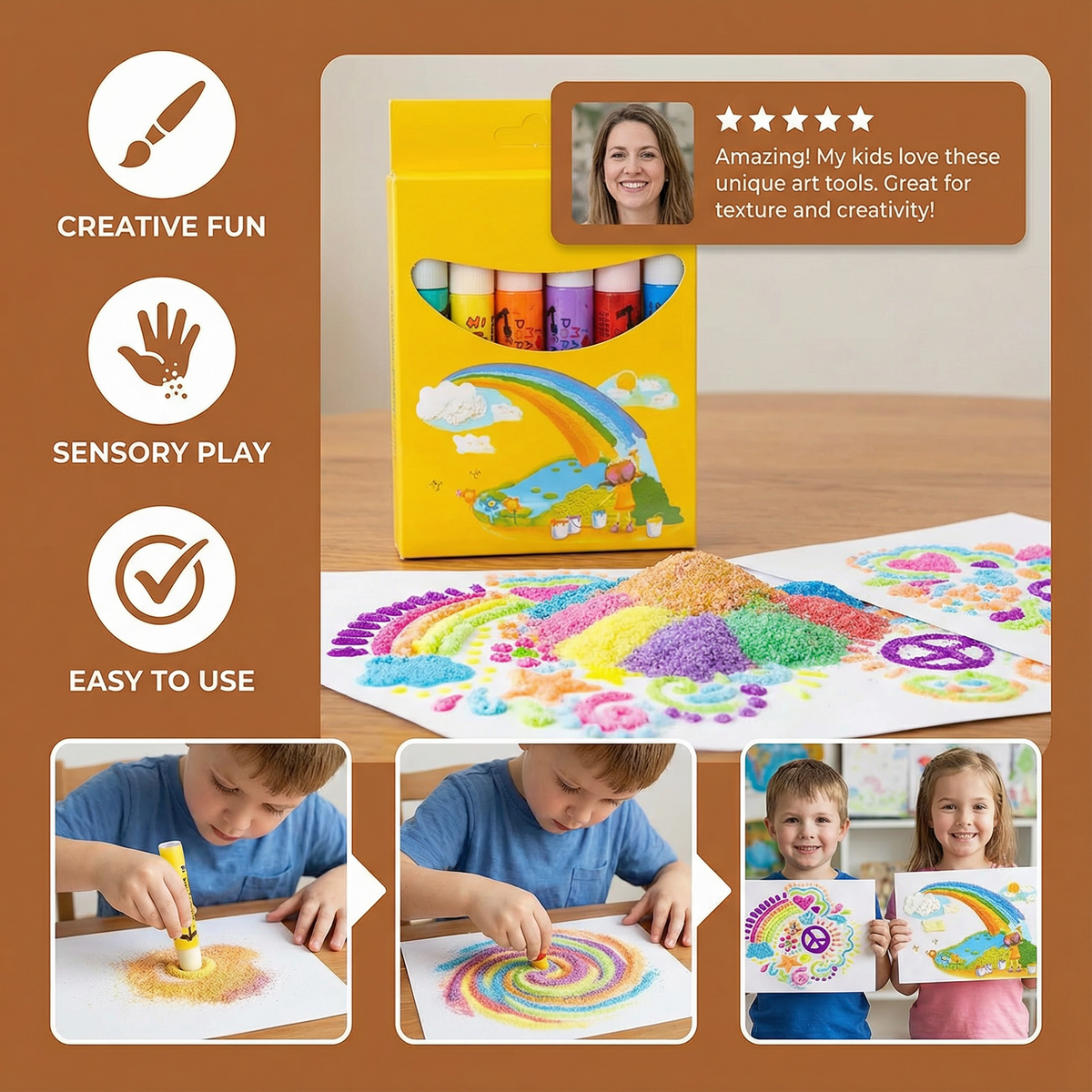 Textured Popcorn Crayons with Raised Surface Formula for Paper and Cardboard