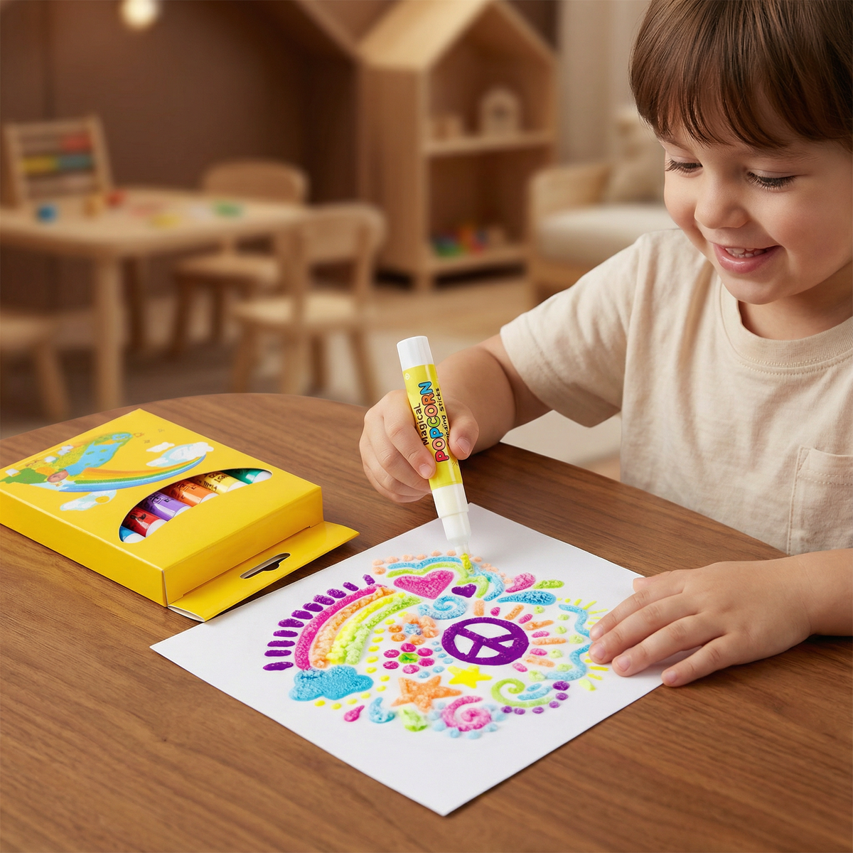 Textured Popcorn Crayons with Raised Surface Formula for Paper and Cardboard