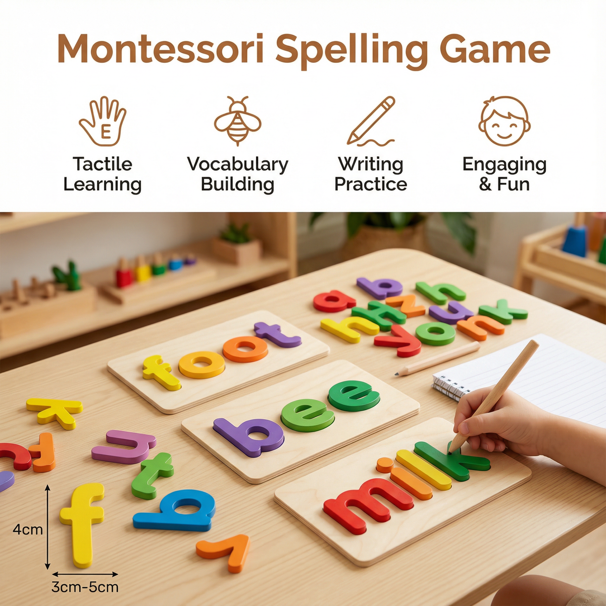Letter Tiles Word Building Set with Picture Cards and Sound Matching
