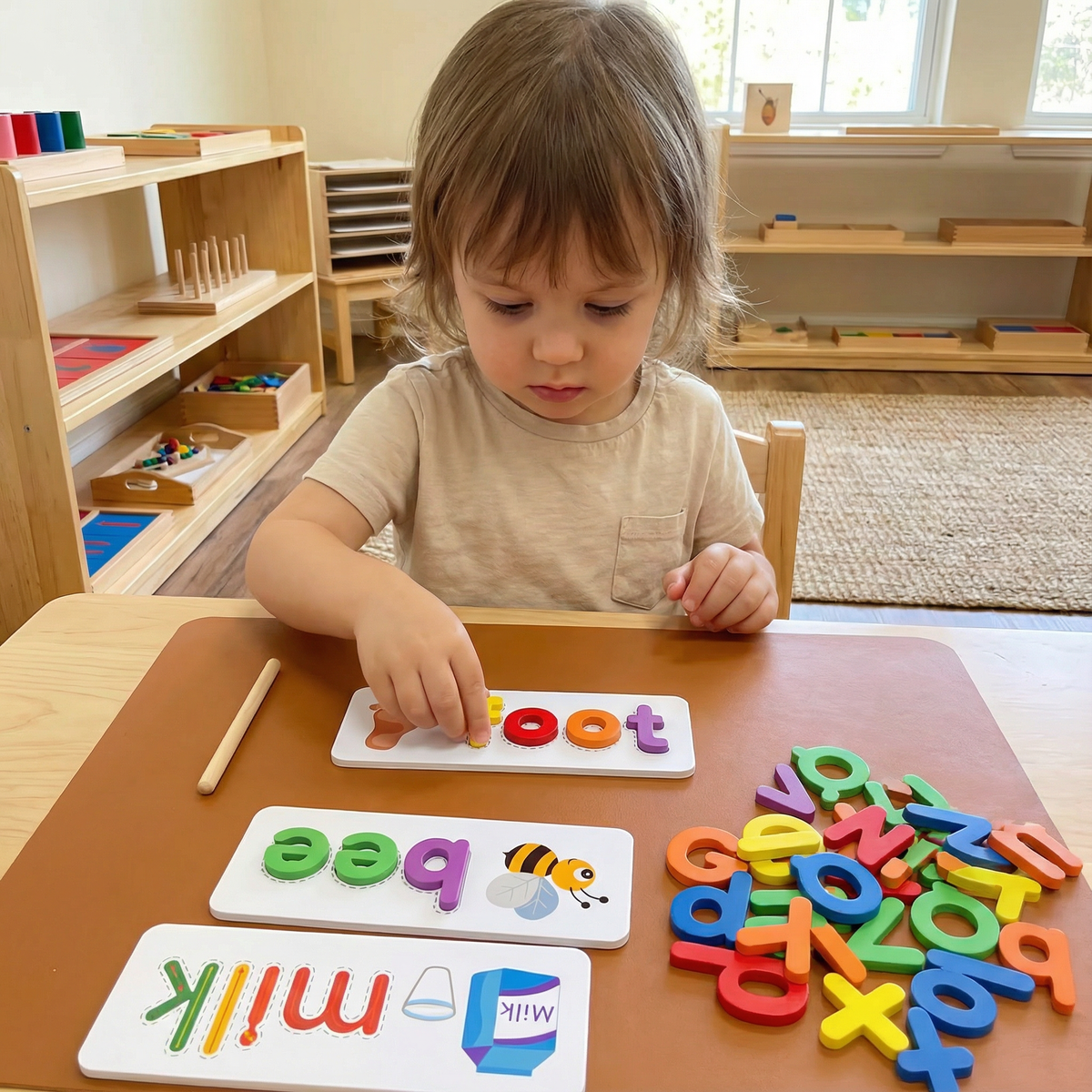 Letter Tiles Word Building Set with Picture Cards and Sound Matching