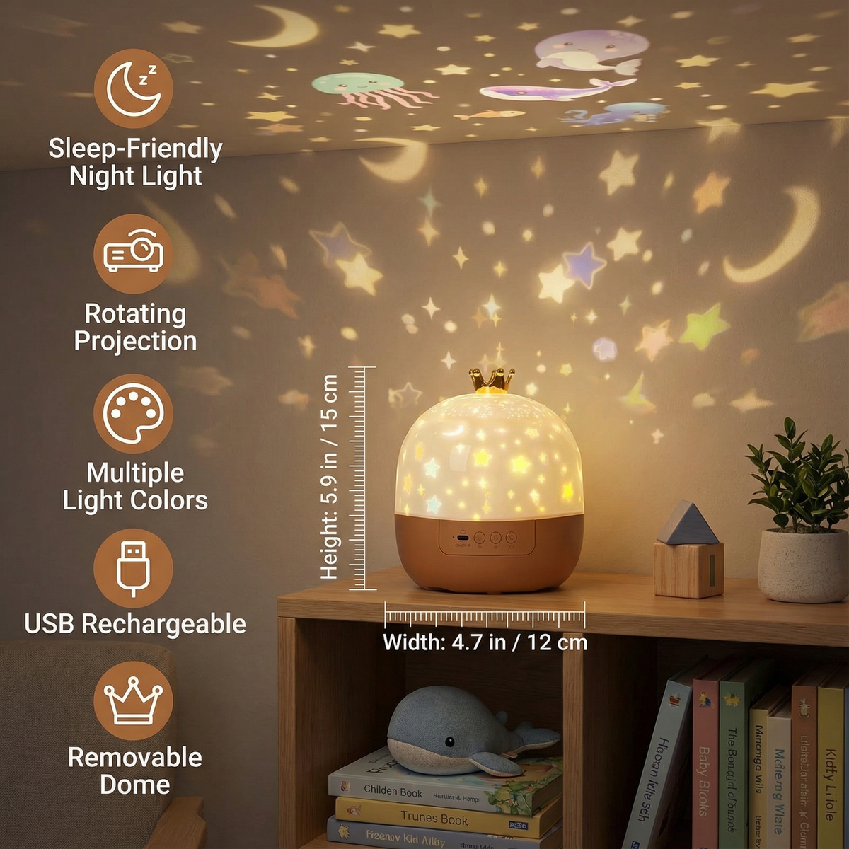 Kids Ceiling Projector with Built-In Speaker and Night Light Mode