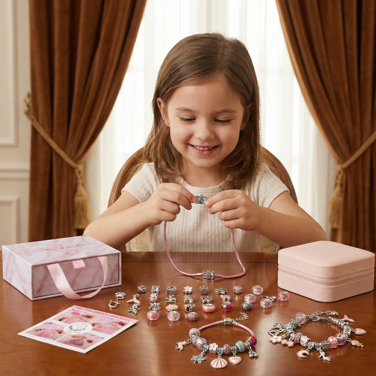 Bead Jewelry Making Kit with Elastic String and Metal Clasps