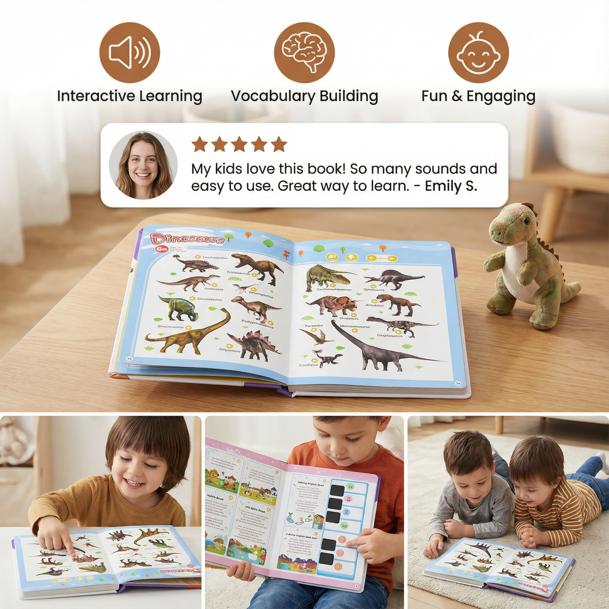 Interactive English Sound Book with 300 Words and 13 Learning Themes