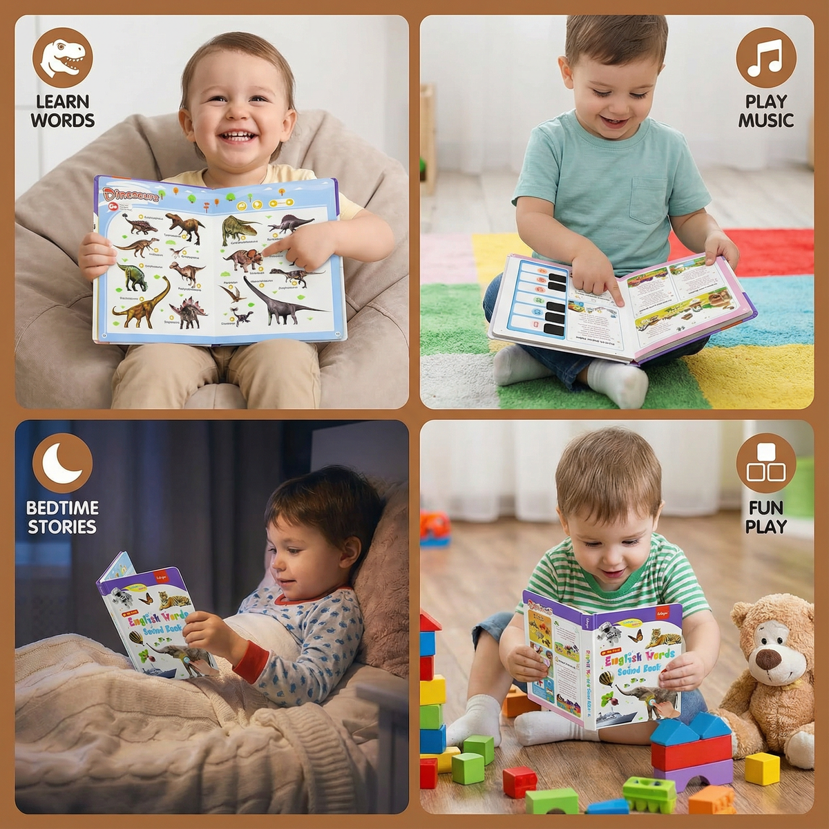 Interactive English Sound Book with 300 Words and 13 Learning Themes