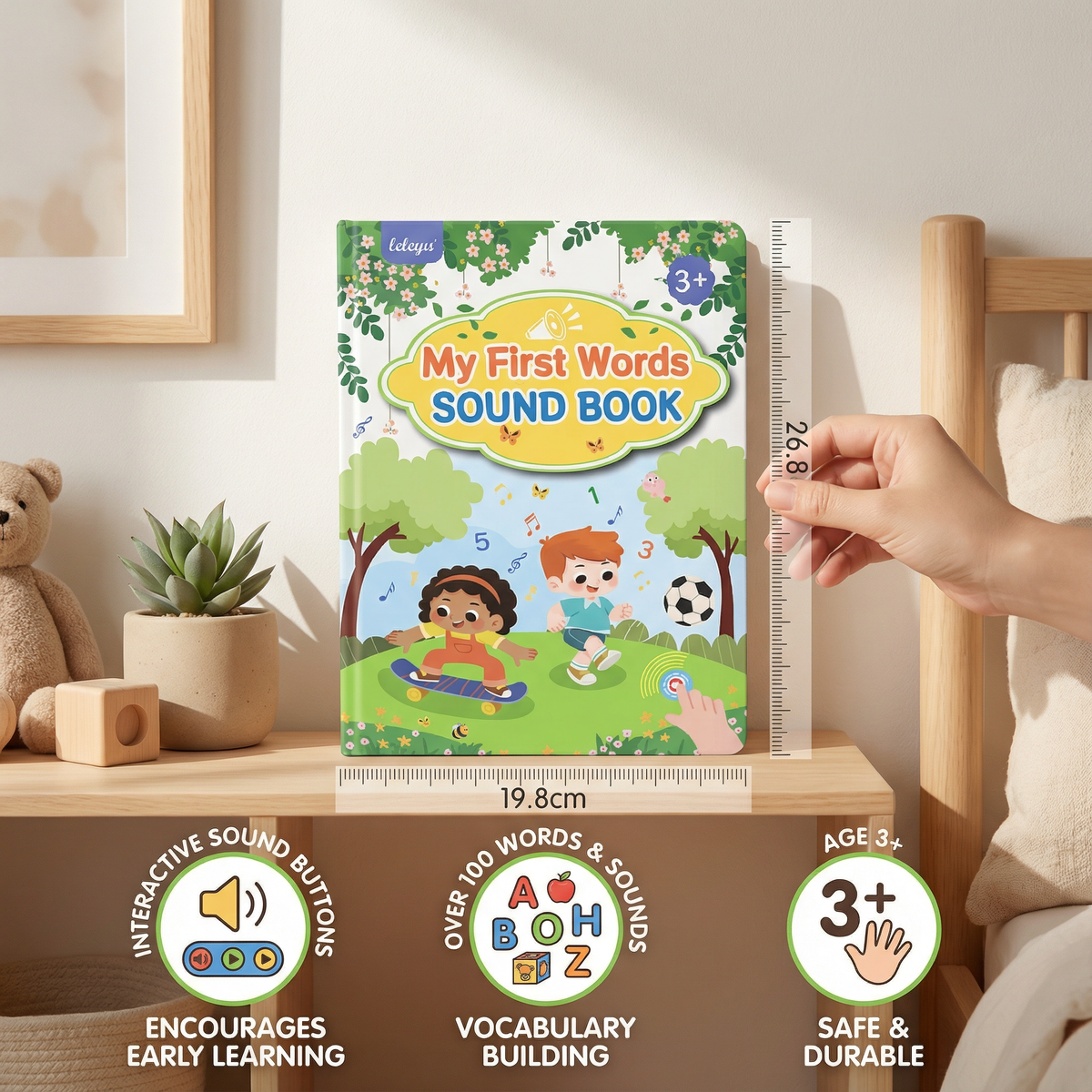 Interactive English Sound Book with Audio Buttons and Colorful Pictures for Toddlers