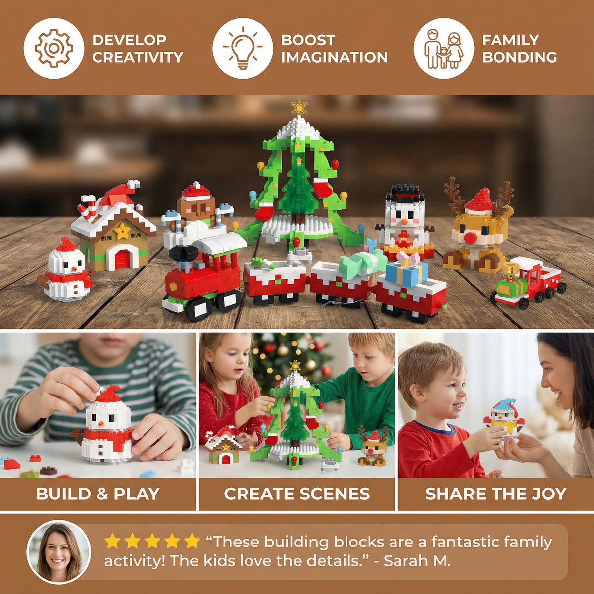 Christmas Building Block Figures to Build Yourself in Nine Festive Designs