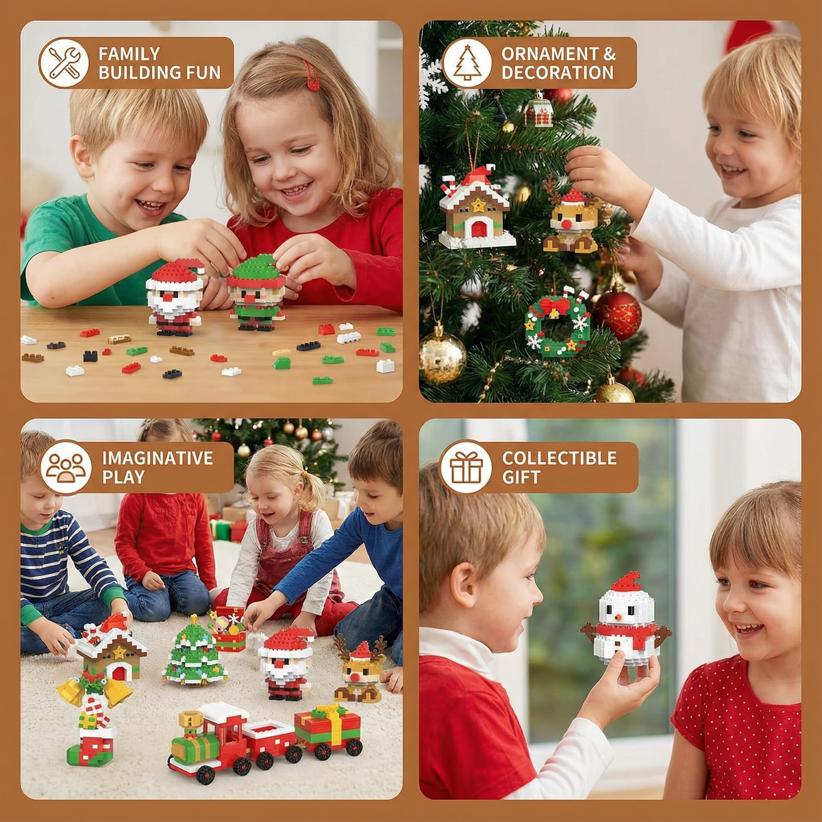 Christmas Building Block Figures to Build Yourself in Nine Festive Designs