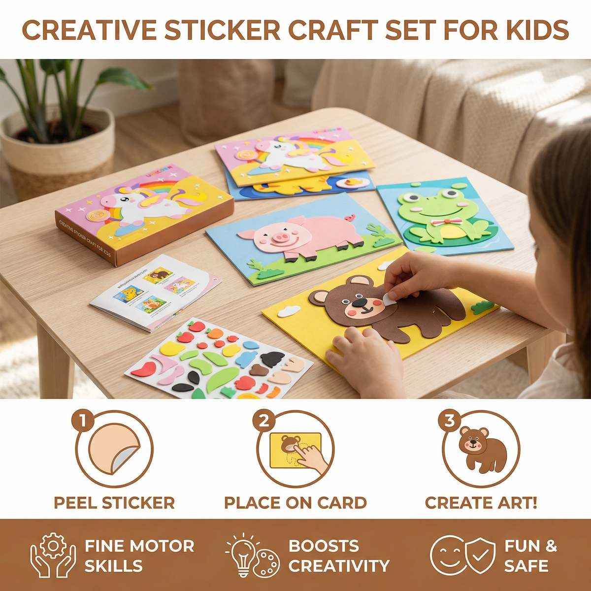 Numbered Sticker Matching Activity Set with Animal and Vehicle Designs