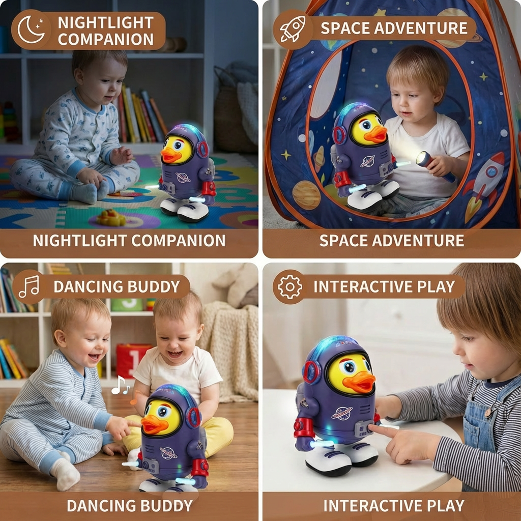 Musical Dancing Duck Toy with Astronaut Suit and Built-In Speaker