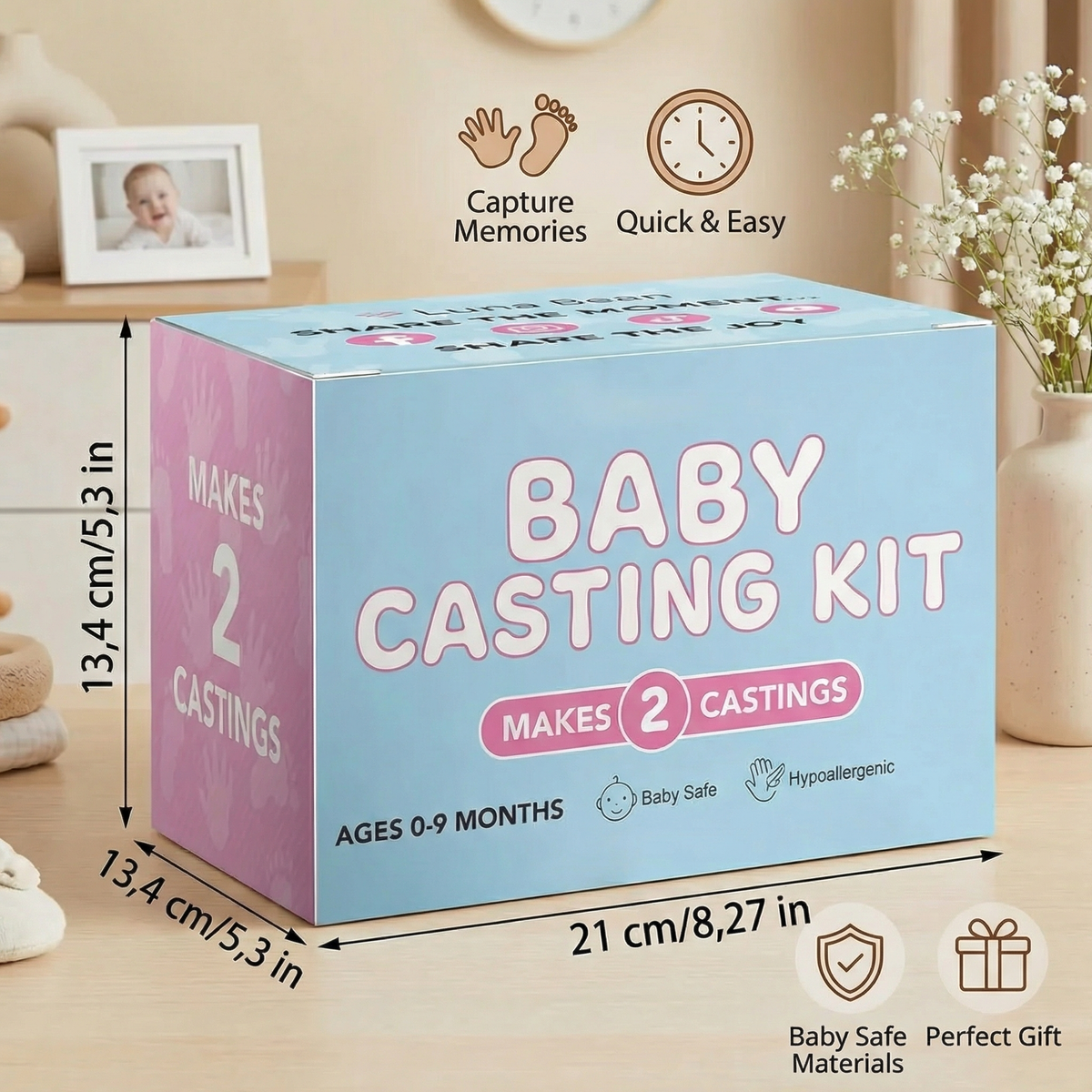 Newborn Hand and Footprint Impression Kit with Safe Molding Compound
