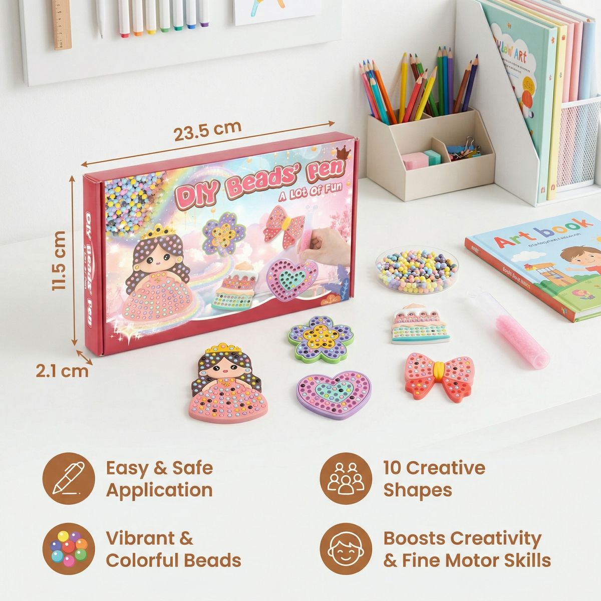 Bead Painting Kit with Multiple Design Templates and Step-by-Step Instructions for Kids