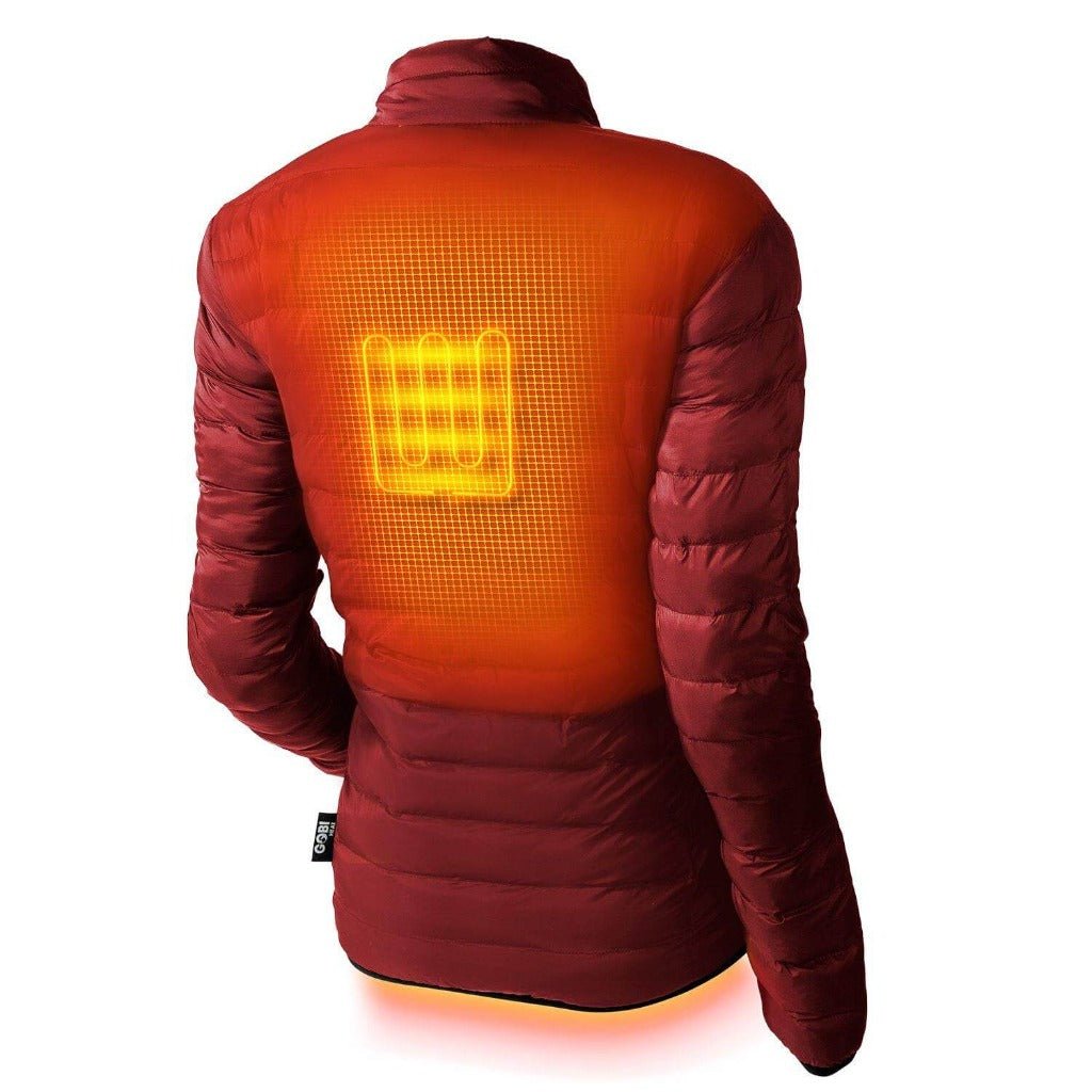 Womens Rechargeable Heated Puffer Coat with Three Heat Zones and Elastic Cuffs for Winter
