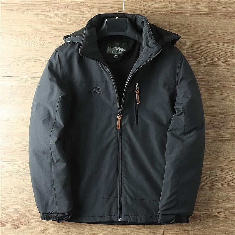 Full Zip Hooded Jacket with Insulated Lining and Adjustable Drawstring, Weather Resistant